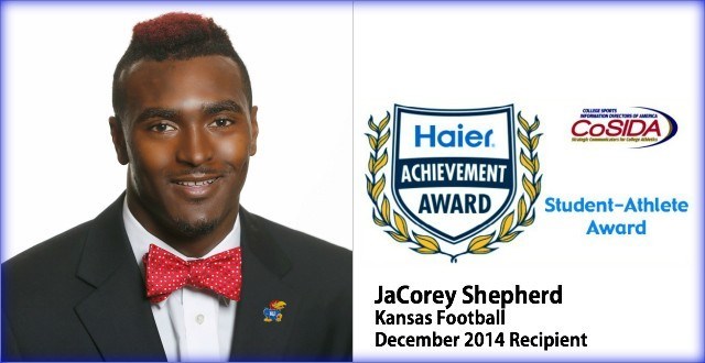 Kansas Football's Shepherd Earns Haier Achievement Award